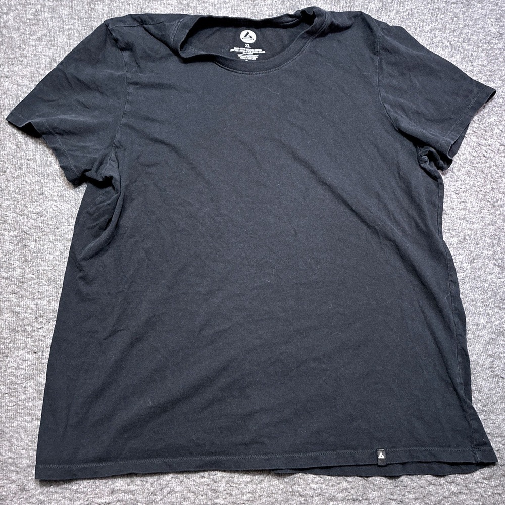 American Giant Women's Sz XL T Shirt Black Cotton Crew Neck Made in USA Hole